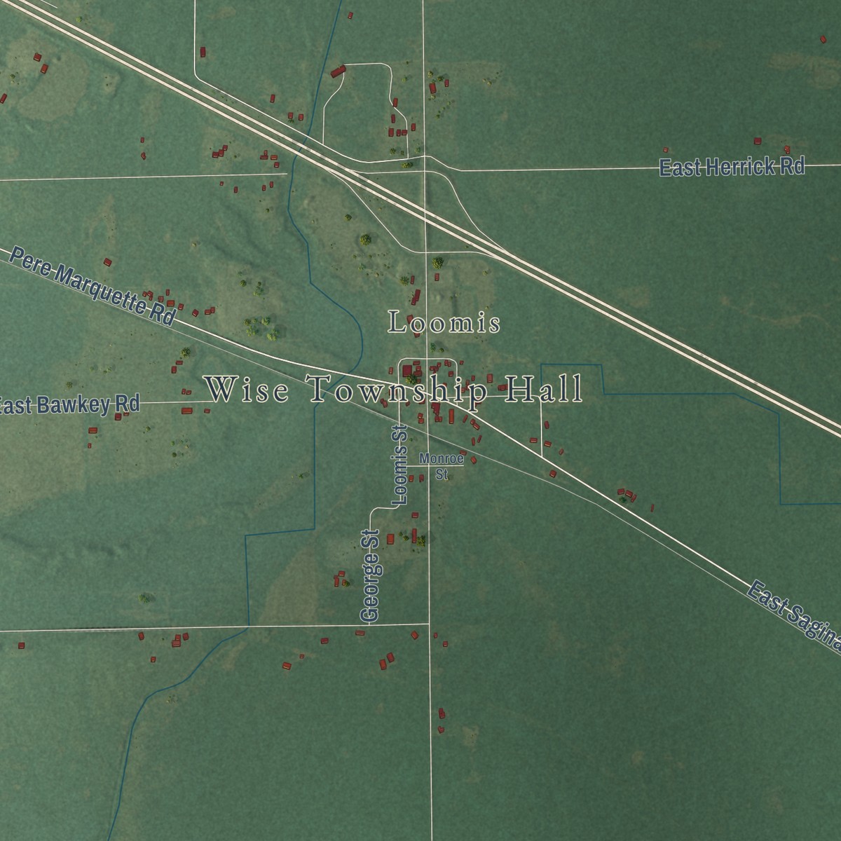 Second close-up of the map of Wise, Michigan print showing more streets and buildings