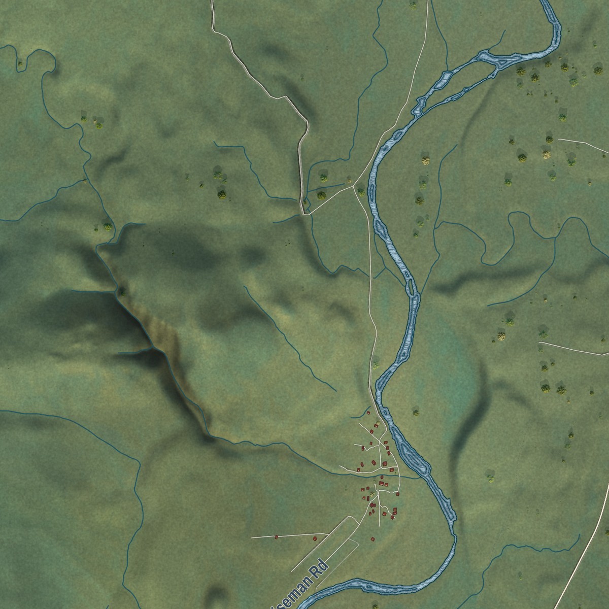 Second close-up of the map of Wiseman, Alaska print showing more streets and buildings