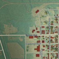 Second close-up of the map of Wishek, North Dakota print showing more streets and buildings
