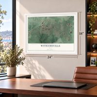 Withamsville, Ohio map, 18 x 24 inch print in a white frame in a home office