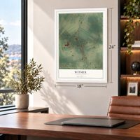 Witmer, Pennsylvania map, 18 x 24 inch print in a white frame in a home office