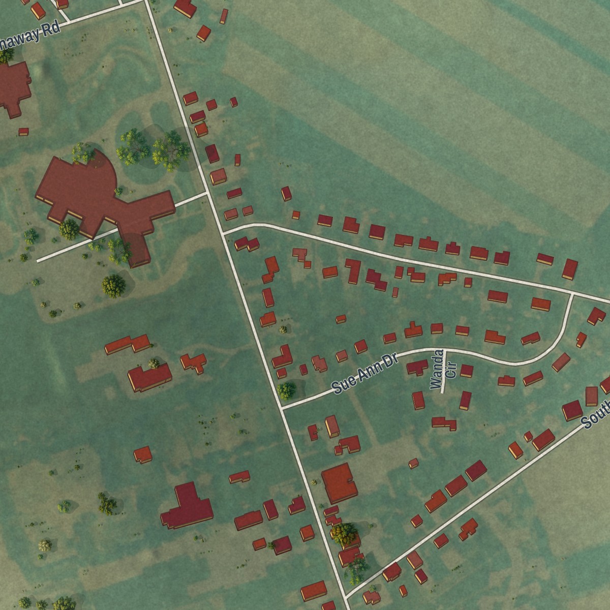 Second close-up of the map of Witmer, Pennsylvania print showing more streets and buildings