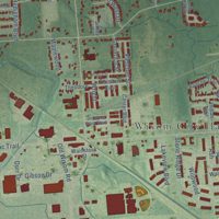 Second close-up of the map of Wixom, Michigan print showing more streets and buildings