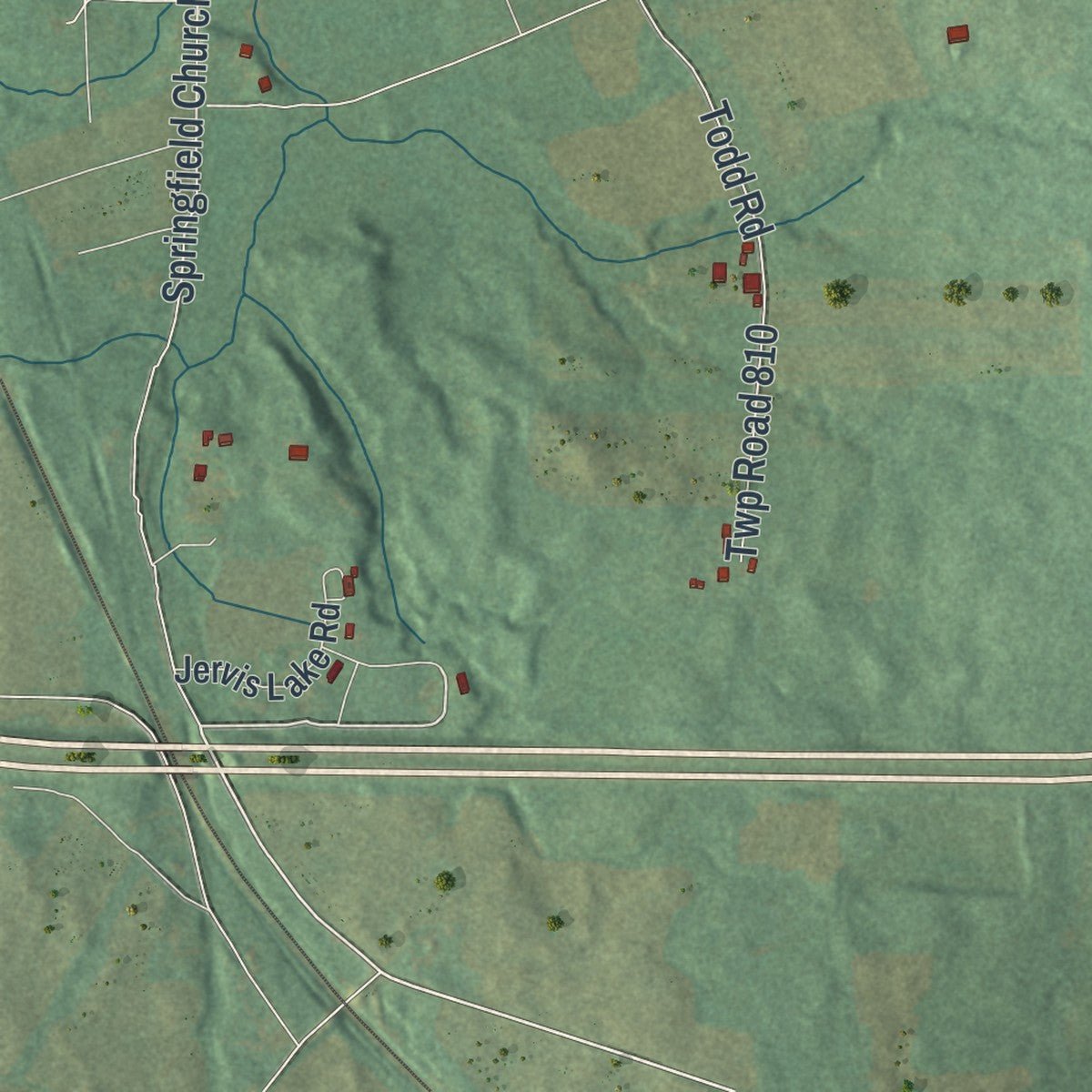 Second close-up of the map of Wolf Creek, Pennsylvania print showing more streets and buildings