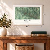 Wolfdale, Pennsylvania map, 12 x 18 inch print in a white frame in an entryway
