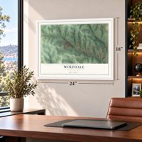 Wolfdale, Pennsylvania map, 18 x 24 inch print in a white frame in a home office