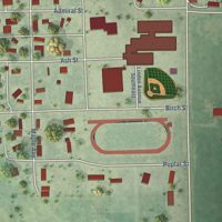 Second close-up of the map of Wolsey, South Dakota print showing more streets and buildings