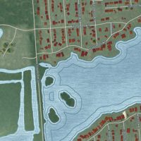 Second close-up of the map of Wolverine Lake, Michigan print showing more streets and buildings