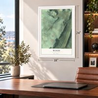 Wood, Pennsylvania map, 18 x 24 inch print in a white frame in a home office
