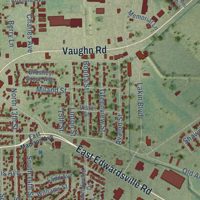 Second close-up of the map of Wood River, Illinois print showing more streets and buildings