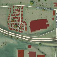 Second close-up of the map of Wood Village, Oregon print showing more streets and buildings