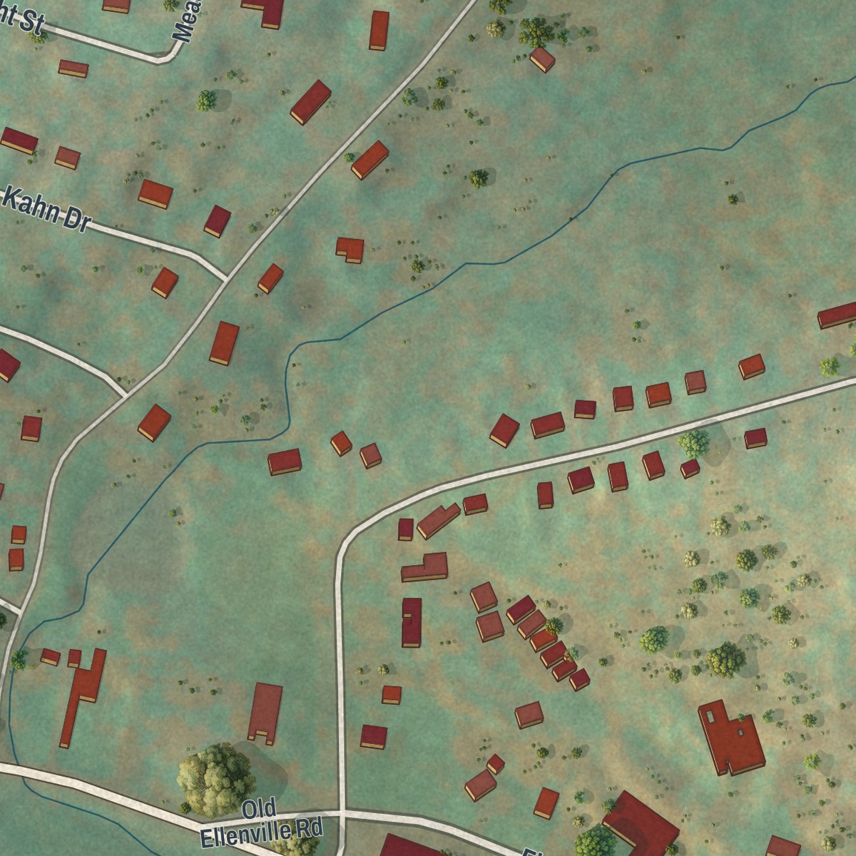 Second close-up of the map of Woodbourne, New York print showing more streets and buildings