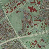 Second close-up of the map of Woodbridge, New Jersey print showing more streets and buildings