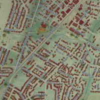 Second close-up of the map of Woodburn, Oregon print showing more streets and buildings
