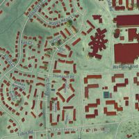 Second close-up of the map of Woodburn, Virginia print showing more streets and buildings