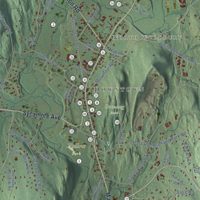 Second close-up of the map of Woodbury, Connecticut print showing more streets and buildings