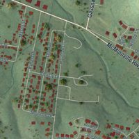 Second close-up of the map of Woodbury, Tennessee print showing more streets and buildings