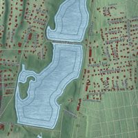 Second close-up of the map of Woodcliff Lake, New Jersey print showing more streets and buildings