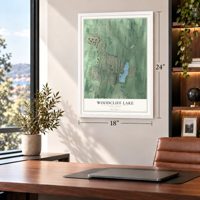 Woodcliff Lake, New Jersey map, 18 x 24 inch print in a white frame in a home office