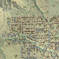 Second close-up of the map of Woodcrest, California print showing more streets and buildings