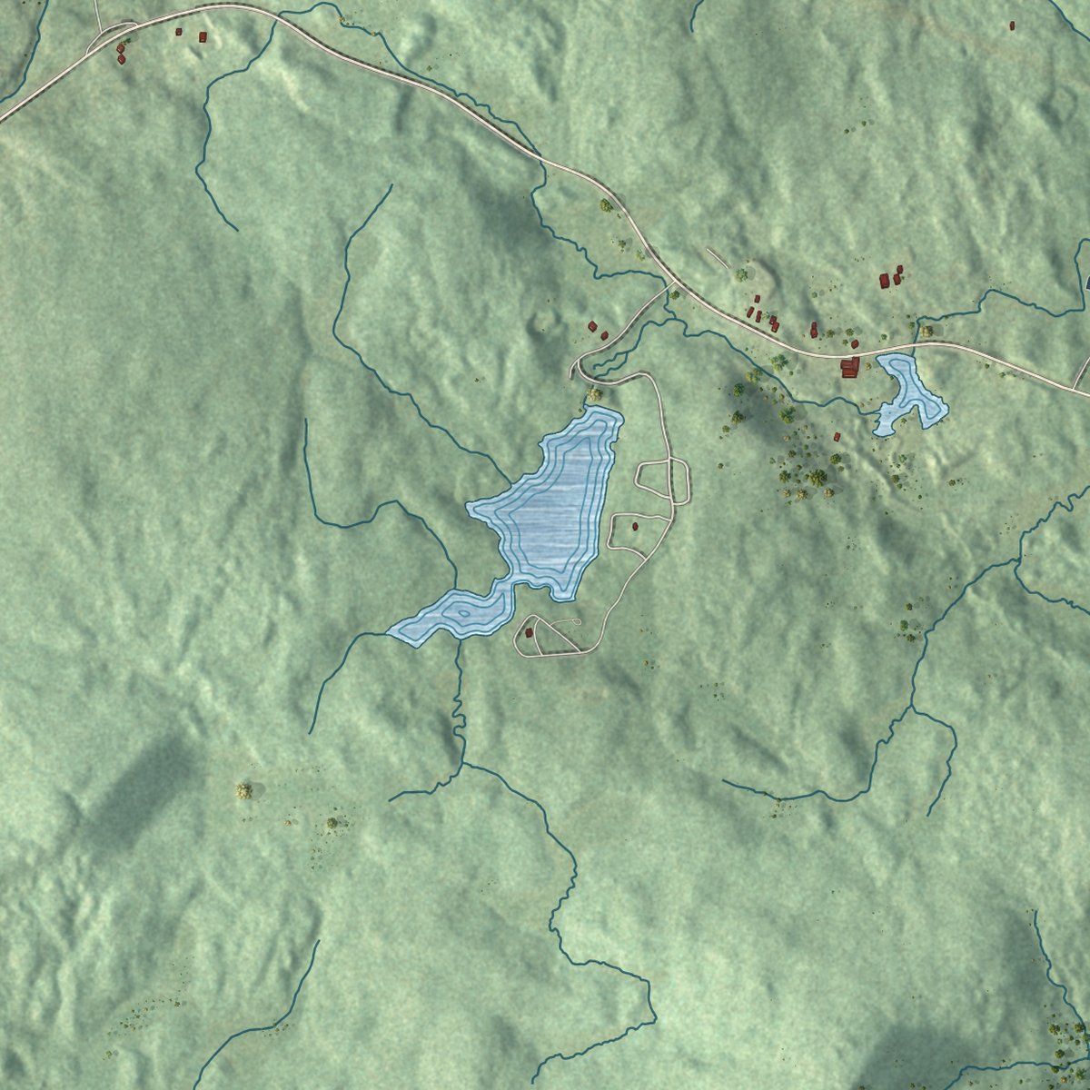 Second close-up of the map of Woodford, Vermont print showing more streets and buildings