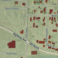 Second close-up of the map of Woodhull, Illinois print showing more streets and buildings
