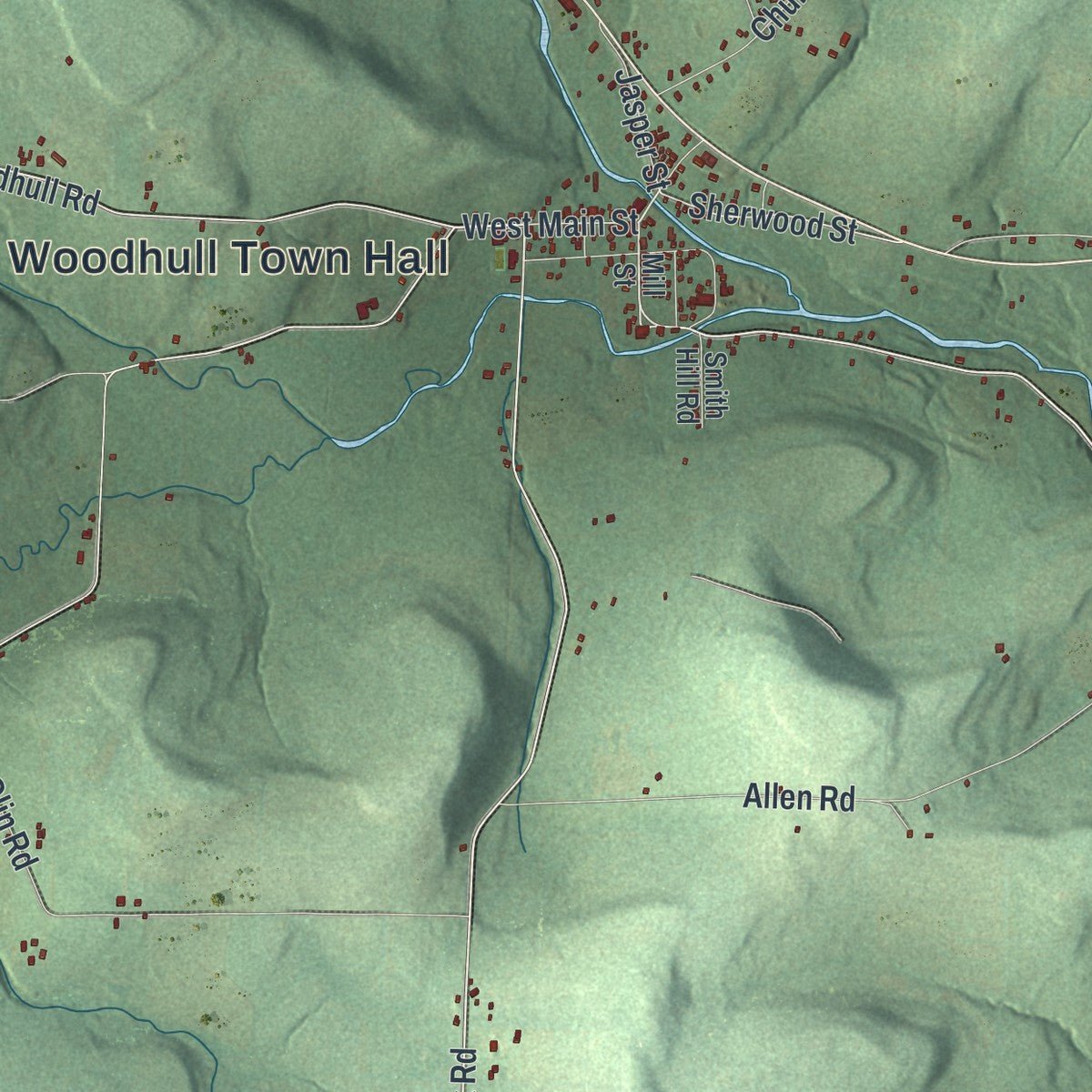 Second close-up of the map of Woodhull, New York print showing more streets and buildings