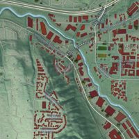 Second close-up of the map of Woodinville, Washington print showing more streets and buildings