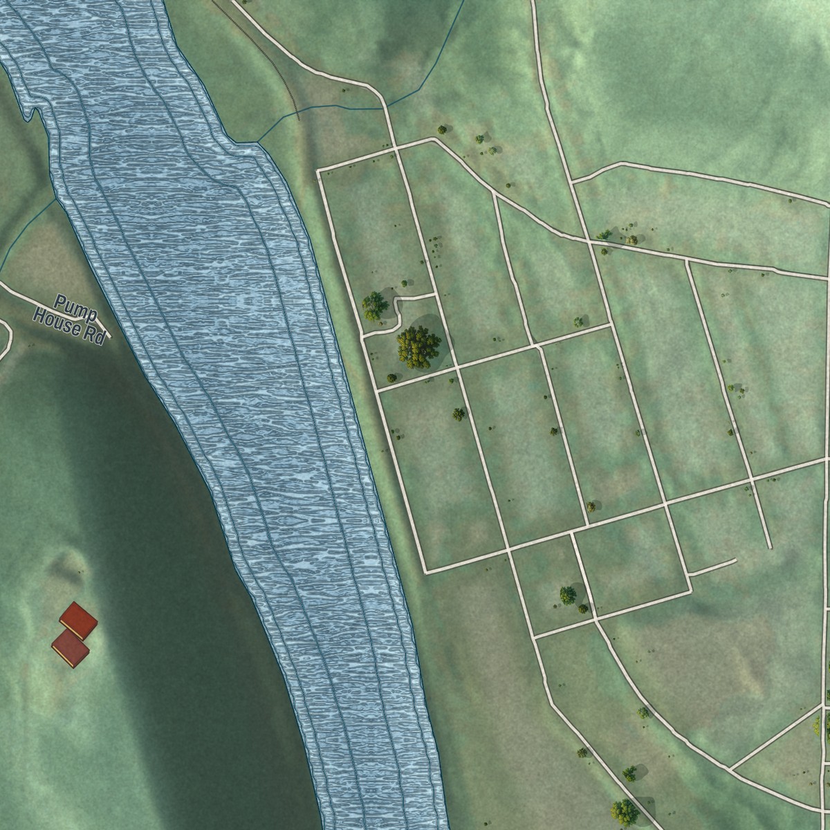 Second close-up of the map of Woodland Heights, Pennsylvania print showing more streets and buildings