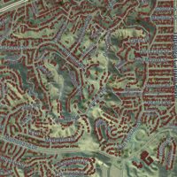Second close-up of the map of Woodland Hills, California print showing more streets and buildings