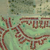 Second close-up of the map of Woodlands, California print showing more streets and buildings