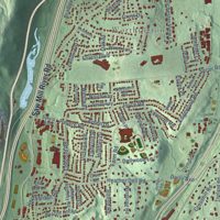 Second close-up of the map of Woodlands, New York print showing more streets and buildings