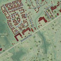 Second close-up of the map of Woodlawn, Virginia print showing more streets and buildings