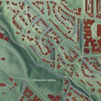 Second close-up of the map of Woodley Park, District of Columbia print showing more streets and buildings