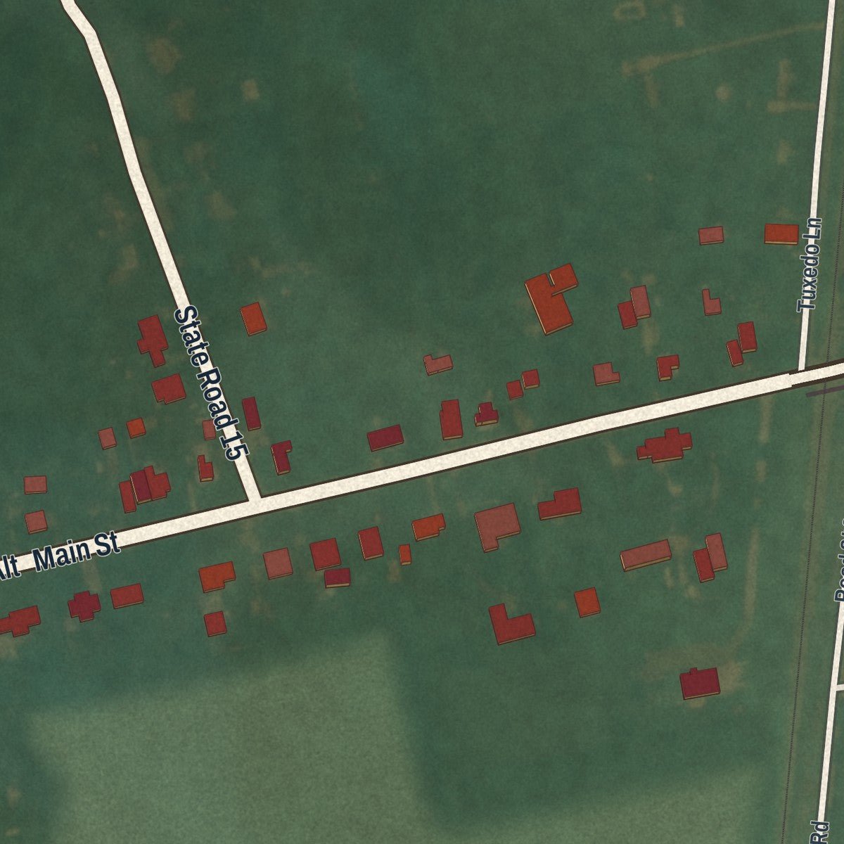 Second close-up of the map of Woodside, Delaware print showing more streets and buildings