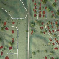 Second close-up of the map of Woodson, Illinois print showing more streets and buildings