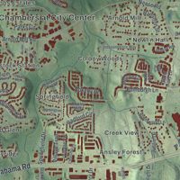 Second close-up of the map of Woodstock, Georgia print showing more streets and buildings