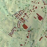 Second close-up of the map of Woodstock, Virginia print showing more streets and buildings