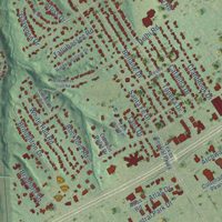 Second close-up of the map of Woodway, Texas print showing more streets and buildings