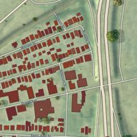Second close-up of the map of Wooster Square, Connecticut print showing more streets and buildings