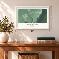 Wopsononock, Pennsylvania map, 12 x 18 inch print in a white frame in an entryway