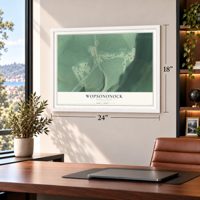 Wopsononock, Pennsylvania map, 18 x 24 inch print in a white frame in a home office