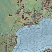 Second close-up of the map of Worthington, Minnesota print showing more streets and buildings