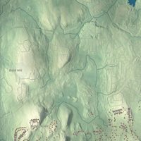 Close-up of the map of Wrentham, Massachusetts print showing terrain and local geography