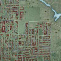 Second close-up of the map of Wright, Florida print showing more streets and buildings