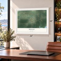 Wright, Minnesota map, 18 x 24 inch print in a white frame in a home office