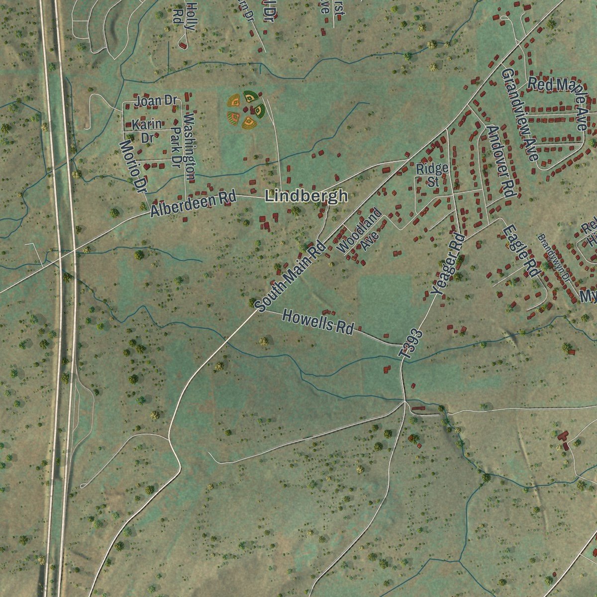 Second close-up of the map of Wright, Pennsylvania print showing more streets and buildings