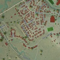 Second close-up of the map of Wright, Wyoming print showing more streets and buildings