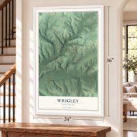Wrigley, Tennessee map, 24 x 36 inch print in a white frame by a staircase