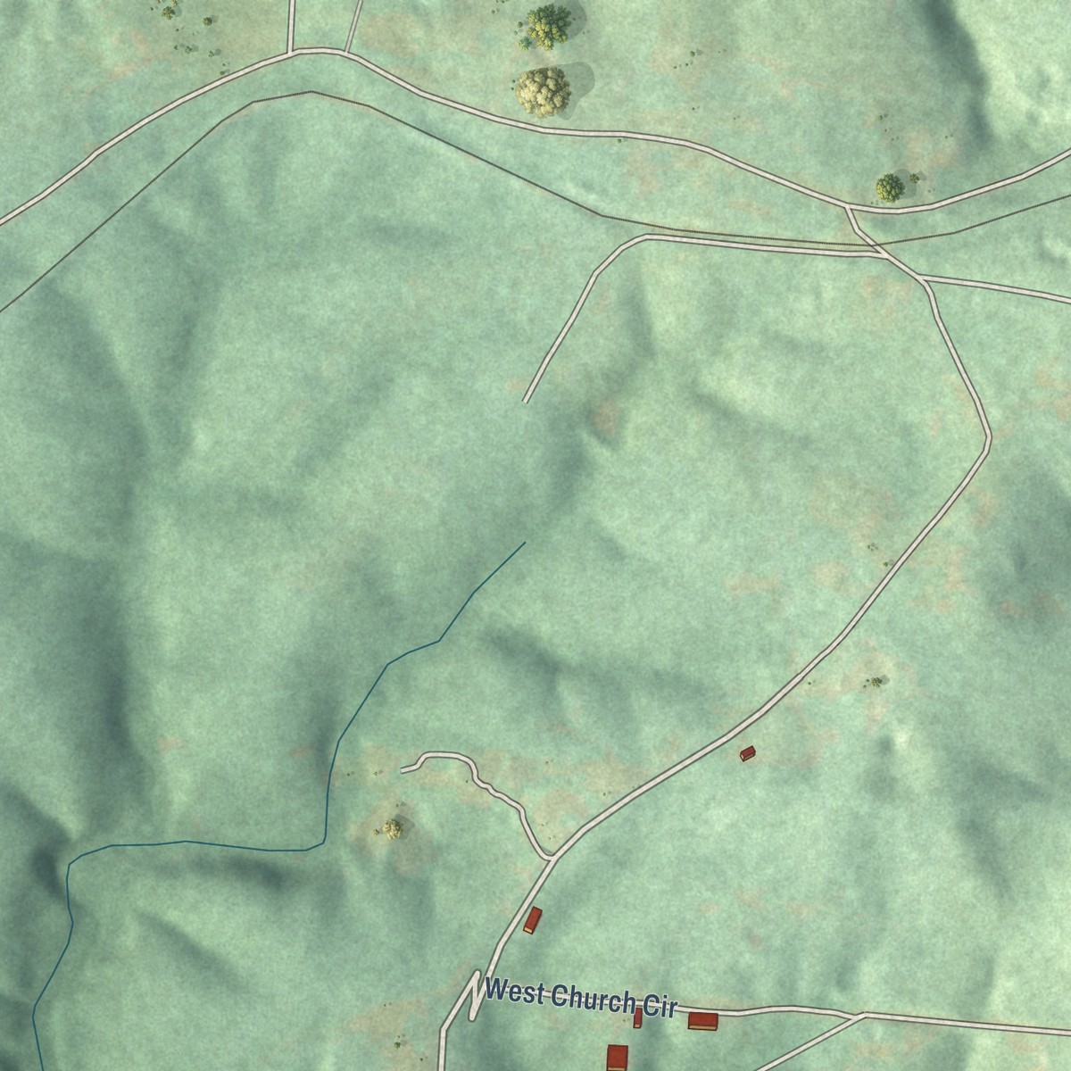 Second close-up of the map of Wrigley, Tennessee print showing more streets and buildings
